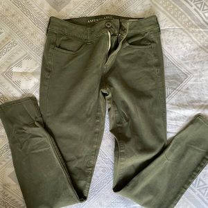 Olive colored American Eagle Jeggings